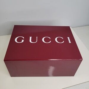 Gucci Storage Box Burgundy Maroon Glossy Logo Large 13.5x9.5x6.25